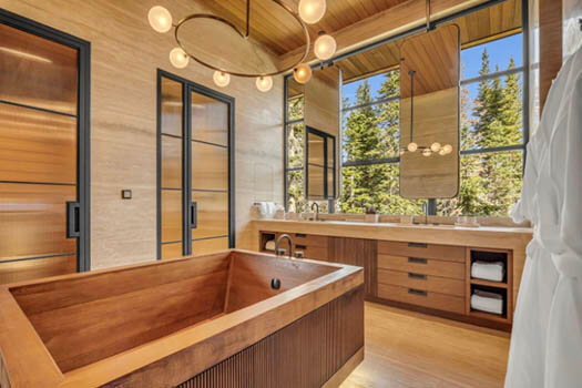 wooden bathtub made of white oak