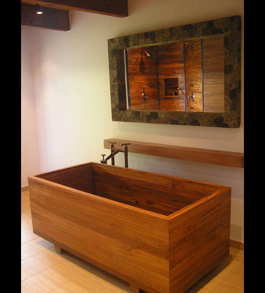 japanese ofuro tub - one of a pair -made from teak