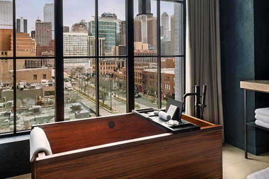 wooden bathtub - Nobu Hotel, Chicago
