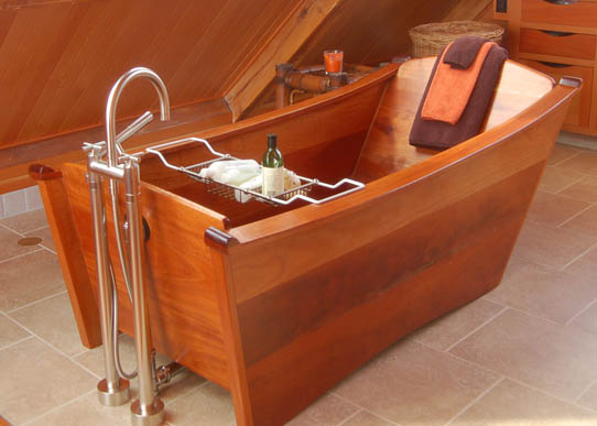 wooden bathtub - single wood tub