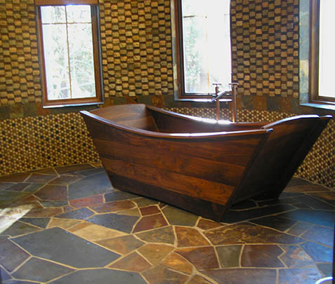 walnut double bathtub